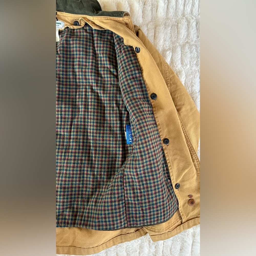 Made in USA LL Bean Vintage Chore Coat Barn Jacket Tan Womens M - Picture 12 of 14